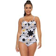 Flower Shape Abstract Pattern Retro Full Coverage Swimsuit by Modalart