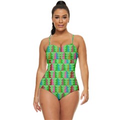 Christmas Background Paper Retro Full Coverage Swimsuit by Modalart