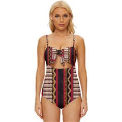 Textile Pattern Abstract Fabric Knot Front One-piece Swimsuit by Modalart