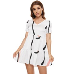 Feet Toes Foot Barefoot Footprint Tiered Short Sleeve Babydoll Dress by Modalart