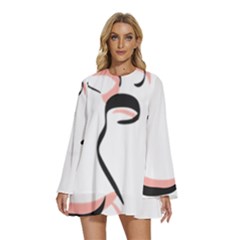 Feet Toes Foot Barefoot Footprint Round Neck Long Sleeve Bohemian Style Chiffon Mini Dress by Modalart
