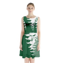 Pine Trees Spruce Tree Sleeveless Waist Tie Chiffon Dress by Modalart