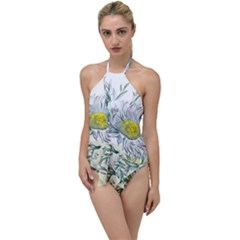 Thistle Alpine Flower Flower Plant Go With The Flow One Piece Swimsuit by Modalart