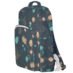Flower Leaves Pattern Seamless Double Compartment Backpack by Bedest