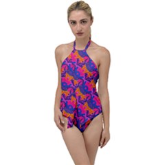 Purple Blue Abstract Pattern Go With The Flow One Piece Swimsuit by Bedest