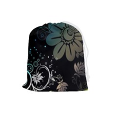 Flower Abstract Desenho Drawstring Pouch (large) by Bedest