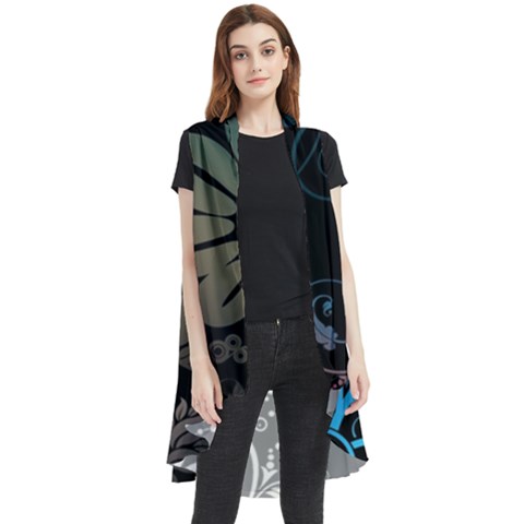 Flower Abstract Desenho Sleeveless Chiffon Waistcoat Shirt by Bedest