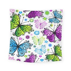 Butterflies Abstract Background Colorful Desenho Vector Square Tapestry (small) by Bedest