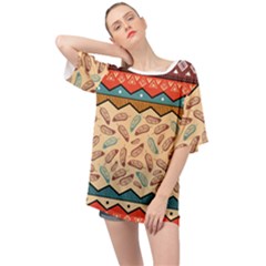 Ethnic-tribal-pattern-background Oversized Chiffon Top by Apen