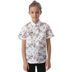 Cute Art Print Pattern Kids  Short Sleeve Shirt by Ndabl3x