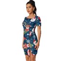 Christmas Decoration Fitted Knot Split End Bodycon Dress View2