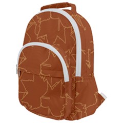 Autumn Leaves Repeat Pattern Rounded Multi Pocket Backpack by Ravend