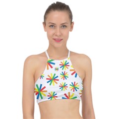 Celebrate Pattern Colorful Design Halter Bikini Top by Ravend