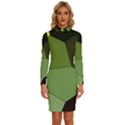 Mosaic Structure Background Tile Long Sleeve Shirt Collar Bodycon Dress View1