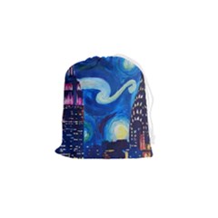 Starry Night In New York Van Gogh Manhattan Chrysler Building And Empire State Building Drawstring Pouch (small) by Modalart