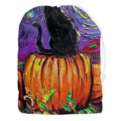 Halloween Art Starry Night Hallows Eve Black Cat Pumpkin Drawstring Pouch (3xl) by Modalart
