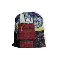 Cartoon Dog House Van Gogh Drawstring Pouch (large) by Modalart
