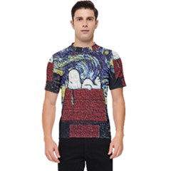 Cartoon Dog House Van Gogh Men s Short Sleeve Rash Guard by Modalart