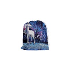 Unicorn Starry Night Print Van Gogh Drawstring Pouch (xs) by Modalart
