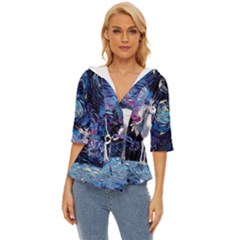 Unicorn Starry Night Print Van Gogh Lightweight Drawstring Hooded Top by Modalart