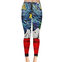 Dog House Vincent Van Gogh s Starry Night Parody Inside Out Leggings by Modalart
