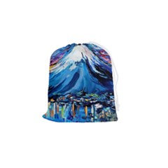 Mount Fuji Art Starry Night Van Gogh Drawstring Pouch (small) by Modalart