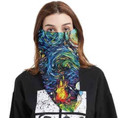 Dog Cartoon Starry Night Print Van Gogh Parody Face Covering Bandana (triangle) by Modalart