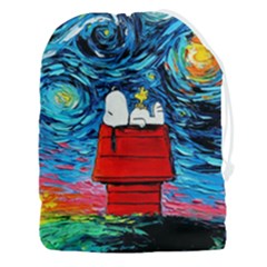 Red House Dog Cartoon Starry Night Drawstring Pouch (3xl) by Modalart