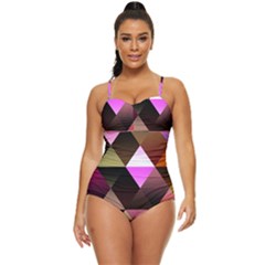 Abstract Geometric Triangles Shapes Retro Full Coverage Swimsuit by Pakjumat