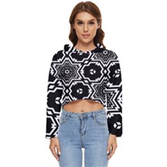Black And White Pattern Background Structure Women s Lightweight Cropped Hoodie by Pakjumat