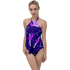 Memphis Pattern Geometric Abstract Go With The Flow One Piece Swimsuit by Pakjumat