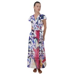 Abstract Art Work 1 Flutter Sleeve Maxi Dress by mbs123