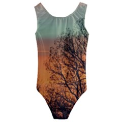 Twilight Sunset Sky Evening Clouds Kids  Cut-out Back One Piece Swimsuit by Amaryn4rt