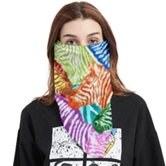 Zebra Colorful Abstract Collage Face Covering Bandana (triangle) by Amaryn4rt