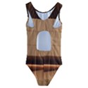 Architecture Art Boxes Brown Kids  Cut-Out Back One Piece Swimsuit View2