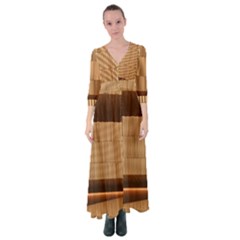 Architecture Art Boxes Brown Button Up Maxi Dress by Amaryn4rt