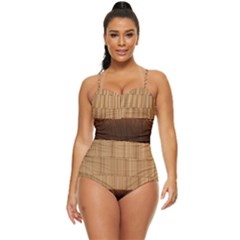 Architecture Art Boxes Brown Retro Full Coverage Swimsuit by Amaryn4rt