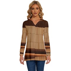 Architecture Art Boxes Brown Long Sleeve Drawstring Hooded Top by Amaryn4rt