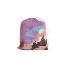 Pink Mountains Grand Canyon Psychedelic Mountain Drawstring Pouch (small) by Modalart
