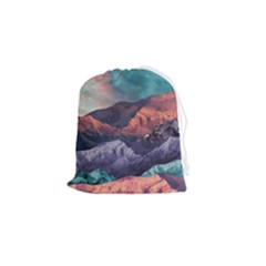 Adventure Psychedelic Mountain Drawstring Pouch (small) by Modalart