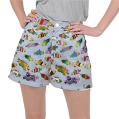 Fish Ocean Sea Water Diving Blue Women s Ripstop Shorts by Modalart