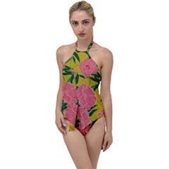 Pink Flower Seamless Pattern Go With The Flow One Piece Swimsuit by Bedest