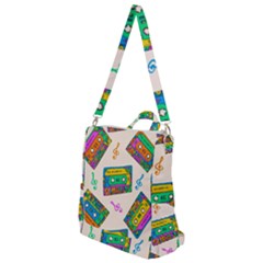Seamless Pattern With Colorful Cassettes Hippie Style Doodle Musical Texture Wrapping Fabric Vector Crossbody Backpack by Bedest