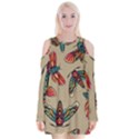 Tattoos Colorful Seamless Pattern Velvet Long Sleeve Shoulder Cutout Dress View1