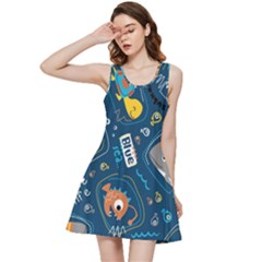 Seamless Pattern Vector Submarine With Sea Animals Cartoon Inside Out Racerback Dress by Bedest