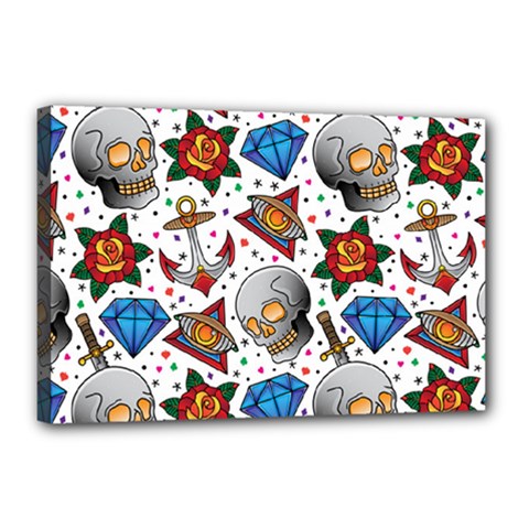 Full Color Flash Tattoo Patterns Canvas 18  X 12  (stretched) by Bedest