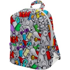 Graffity Characters Seamless Pattern Art Zip Up Backpack by Bedest