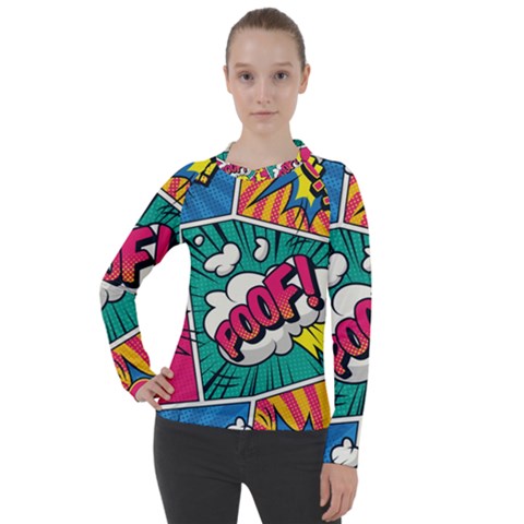 Comic Colorful Seamless Pattern Women s Pique Long Sleeve T-shirt by Bedest
