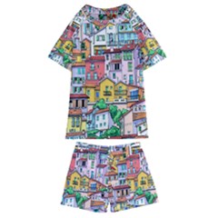 Menton Old Town France Kids  Swim T-shirt And Shorts Set by Bedest