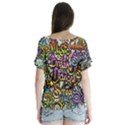 Graffiti Word Seamless Pattern V-Neck Flutter Sleeve Top View2